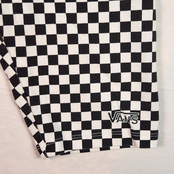 Vans Bike Shorts Womens XS Black White Flying V Print Patter Checkered - FLAWED - Picture 2 of 8